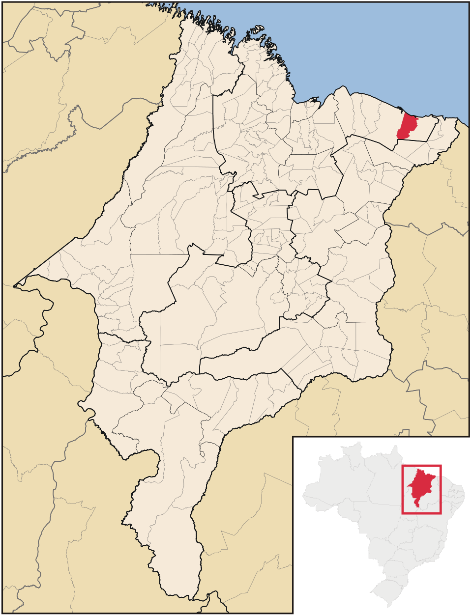 Mapa de localização de Paulino Neves em MA