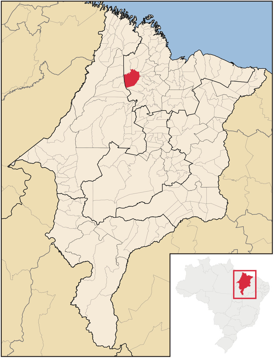 Mapa de localização de Pedro do Rosário em MA
