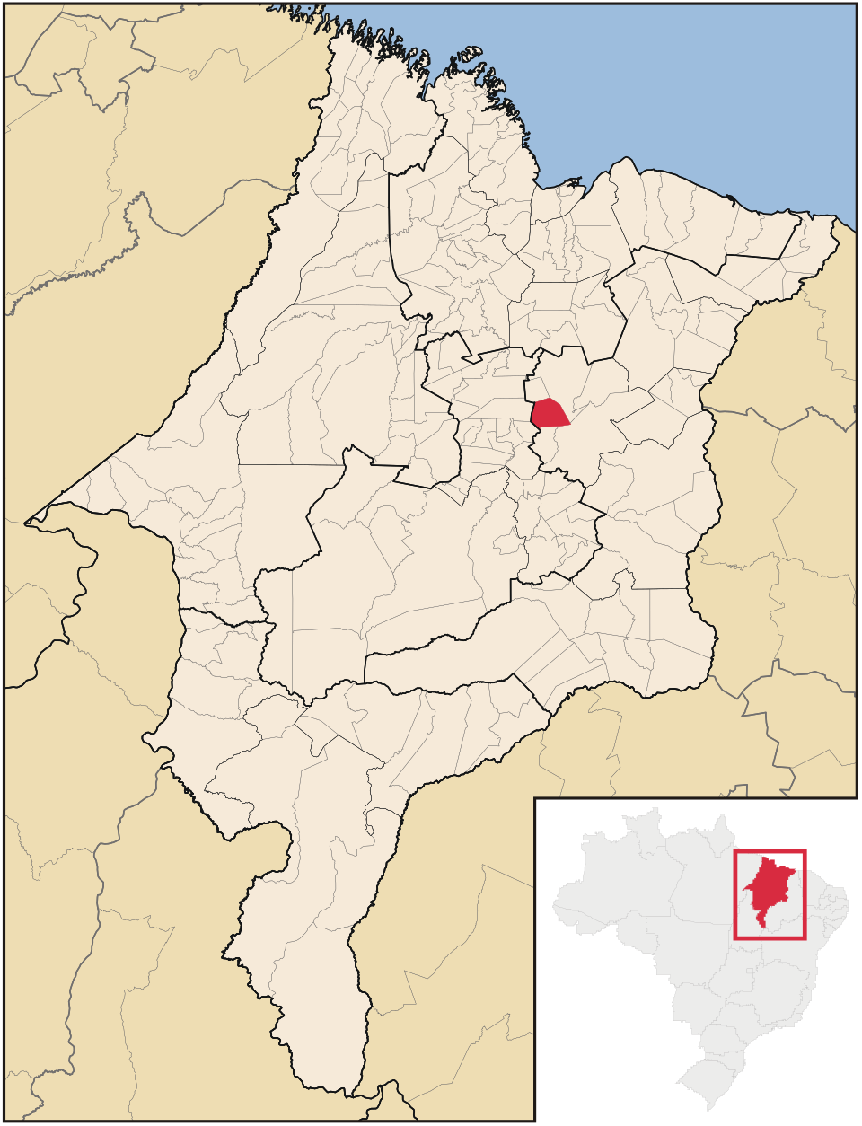 Mapa de localização de Peritoró em MA