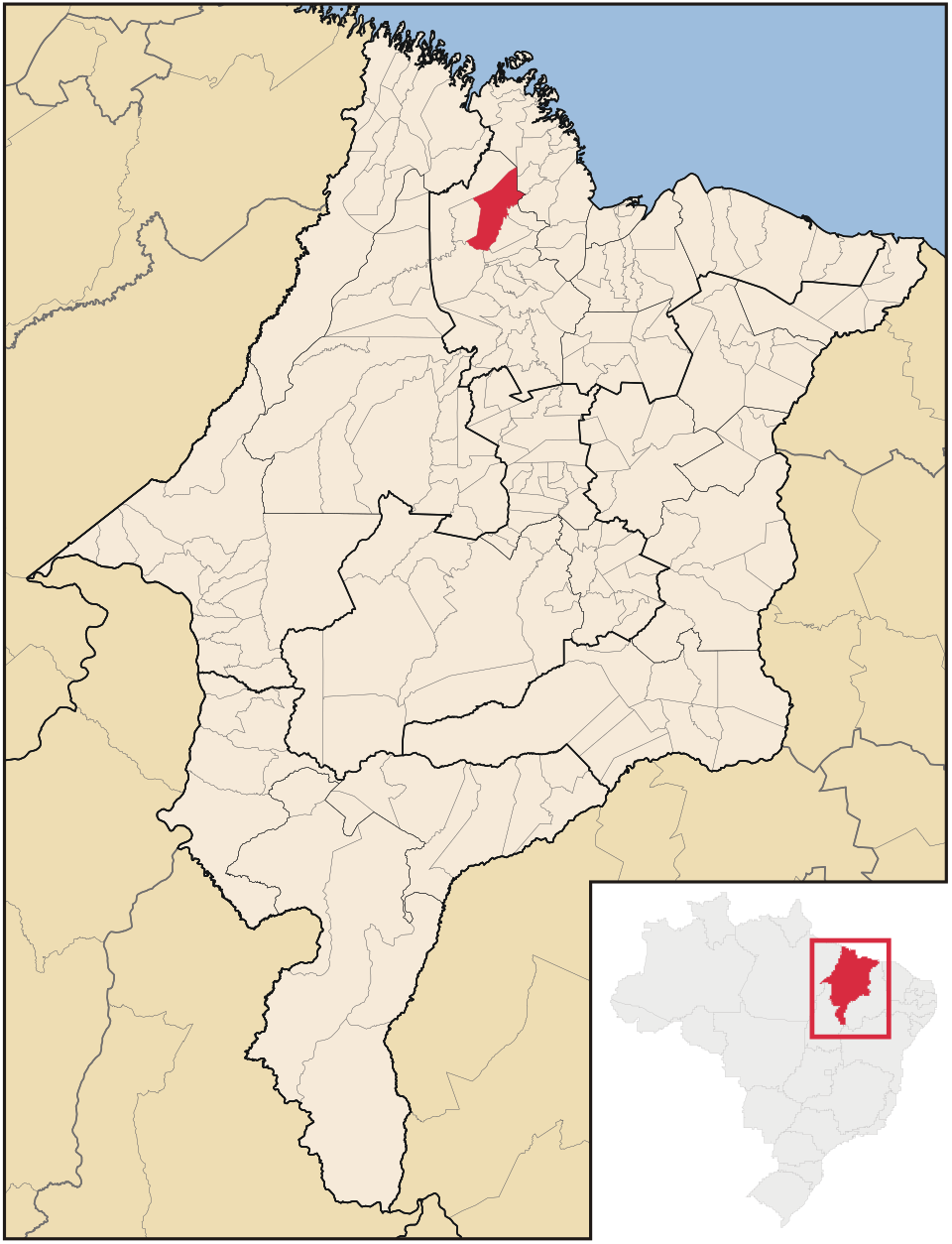 Mapa de localização de Pinheiro em MA