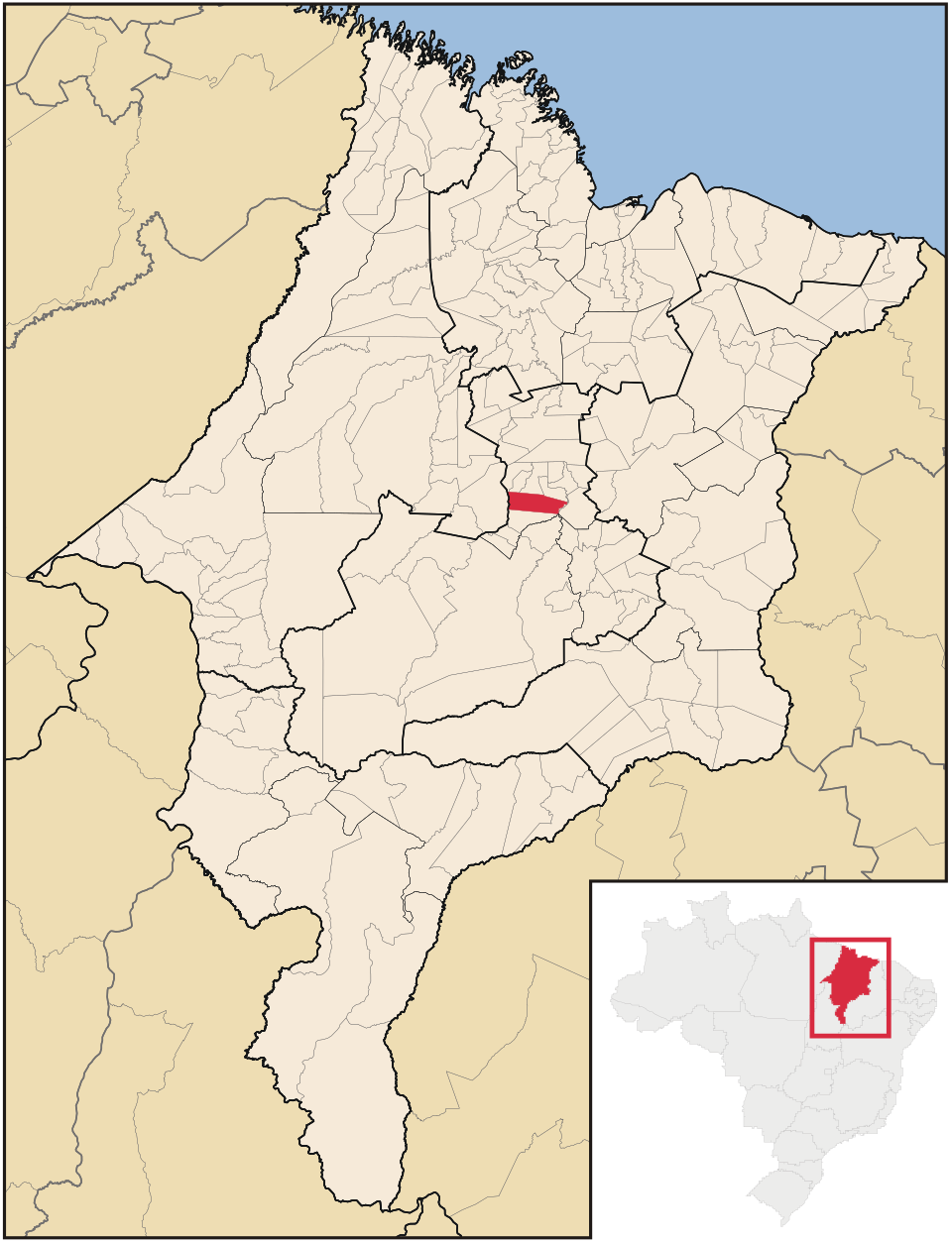 Mapa de localização de Poção de Pedras em MA