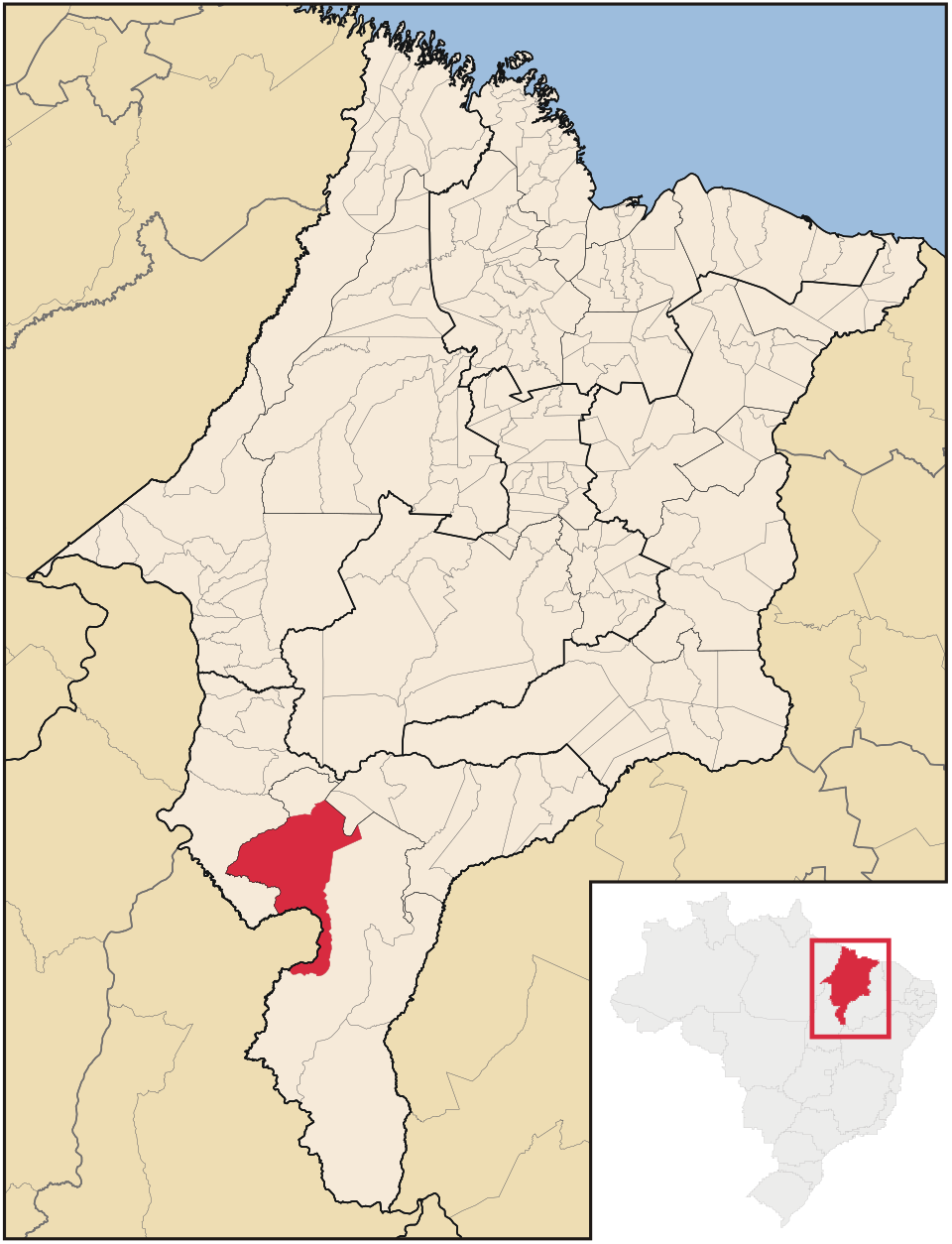 Mapa de localização de Riachão em MA