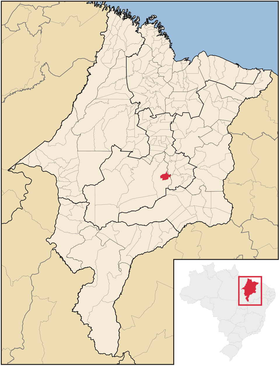 Mapa de localização de Santa Filomena do Maranhão em MA