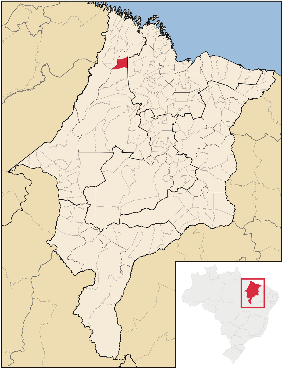 Mapa de localização de Santa Luzia do Paruá em MA