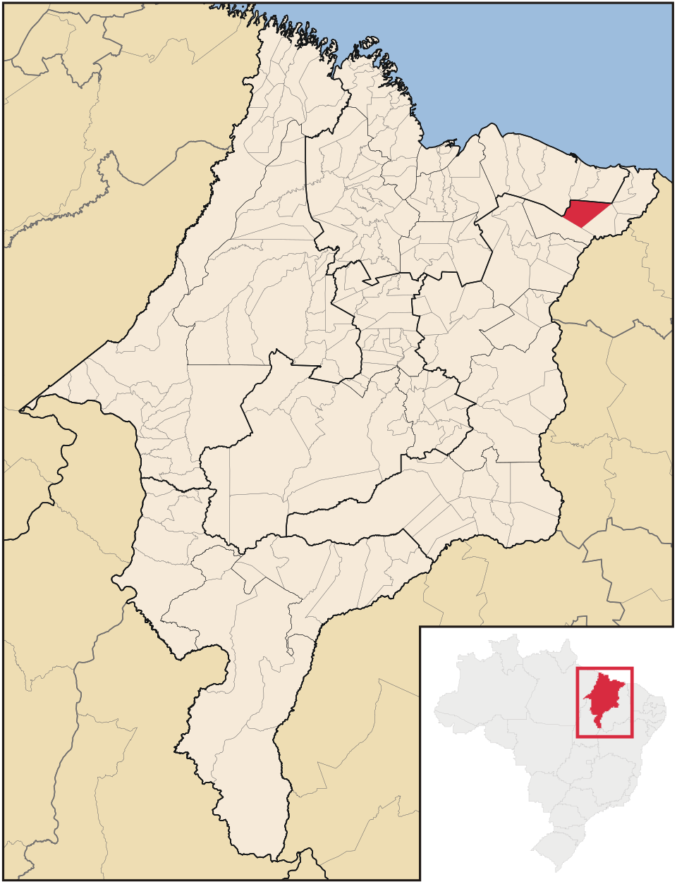 Mapa de localização de Santana do Maranhão em MA