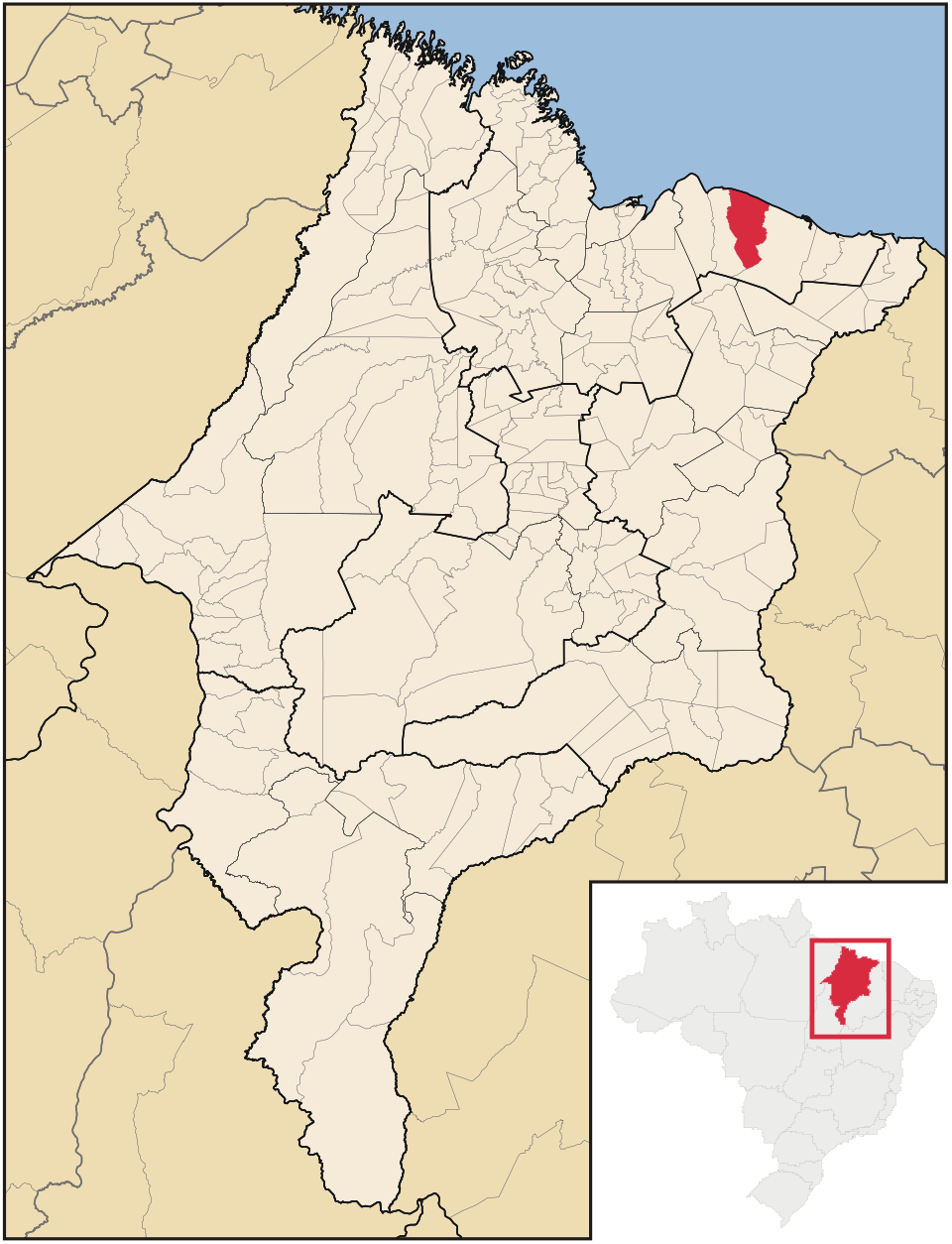 Mapa de localização de Santo Amaro do Maranhão em MA