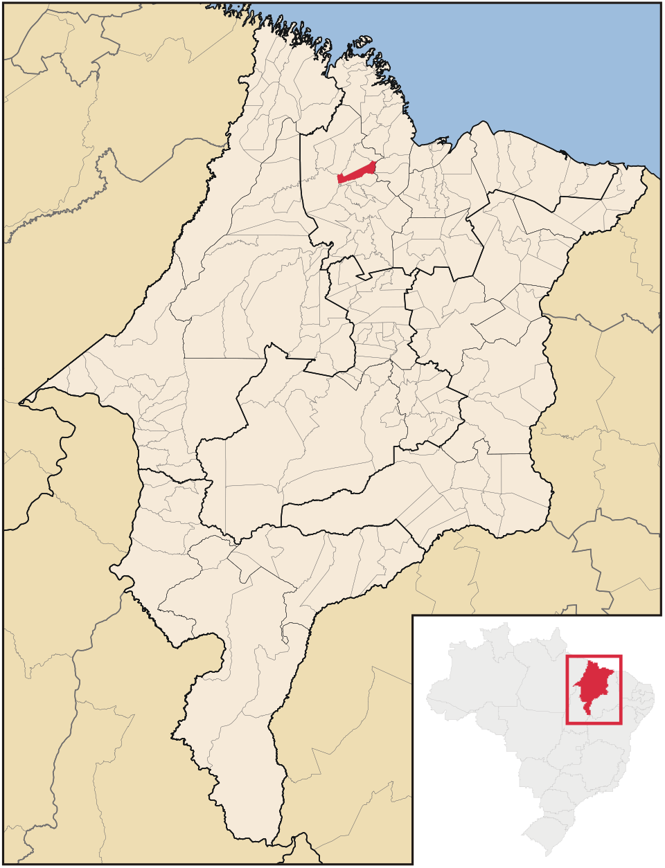 Mapa de localização de São Bento em MA