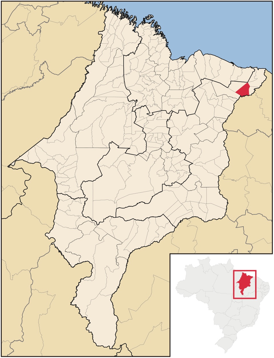 Mapa de localização de São Bernardo em MA