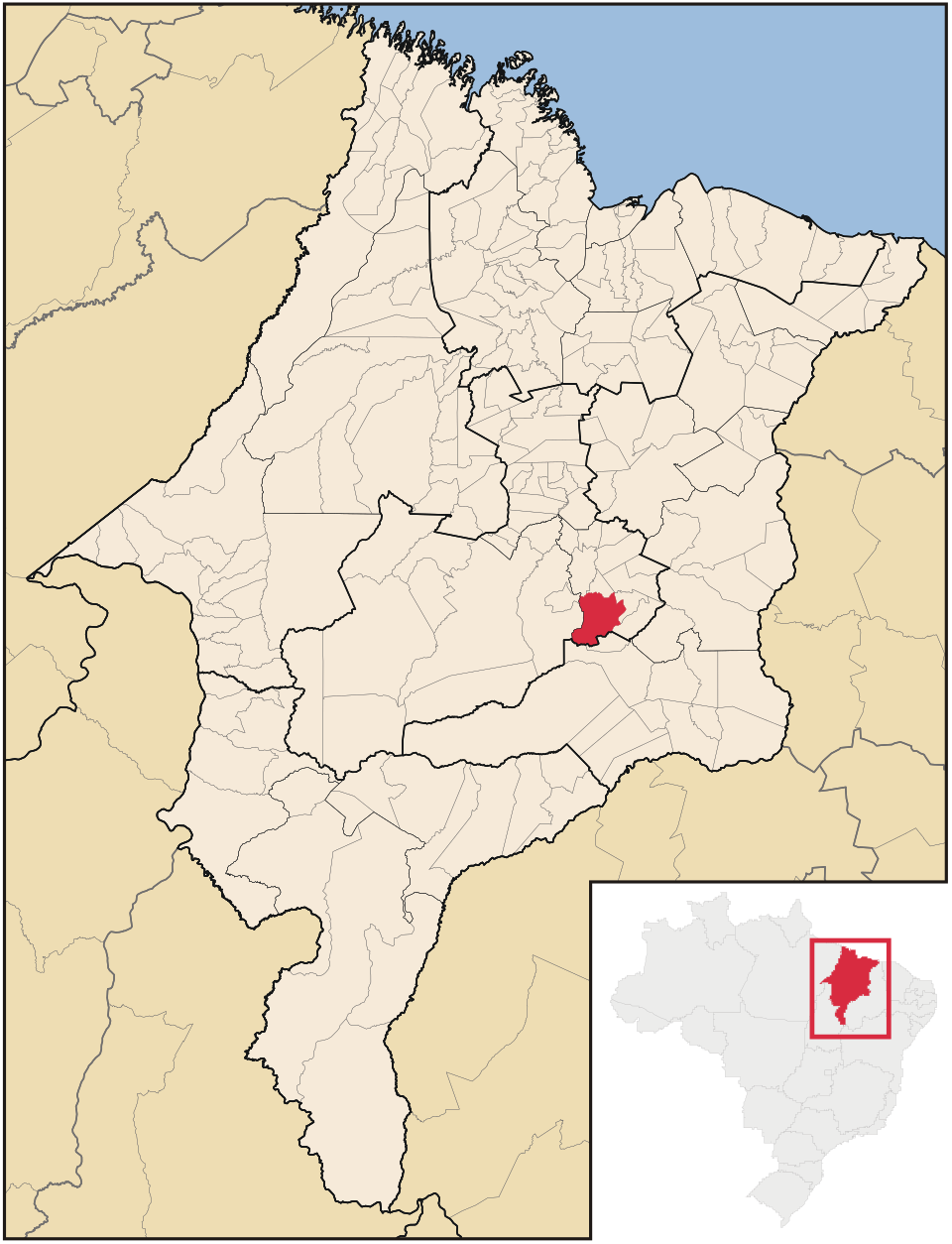 Mapa de localização de São Domingos do Maranhão em MA