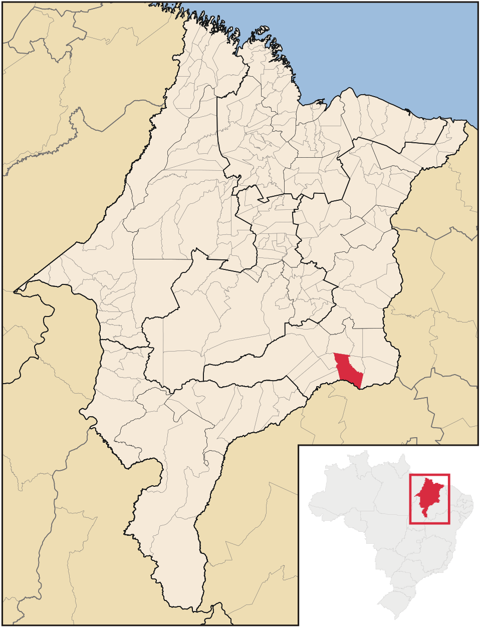 Mapa de localização de São João dos Patos em MA