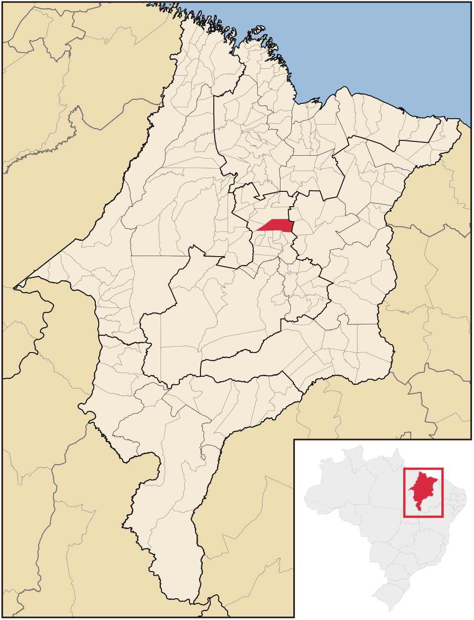 Mapa de localização de São Luís Gonzaga do Maranhão em MA