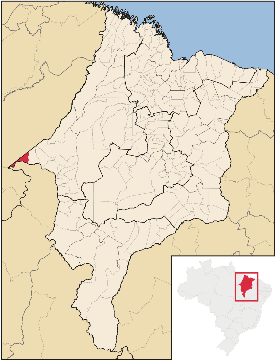 Mapa de localização de São Pedro da Água Branca em MA