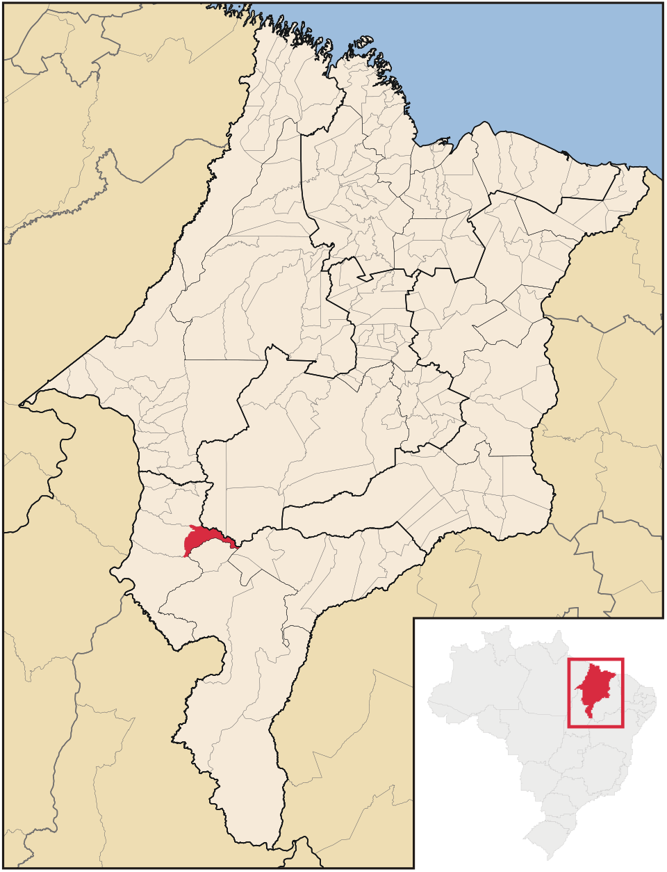 Mapa de localização de São Pedro dos Crentes em MA