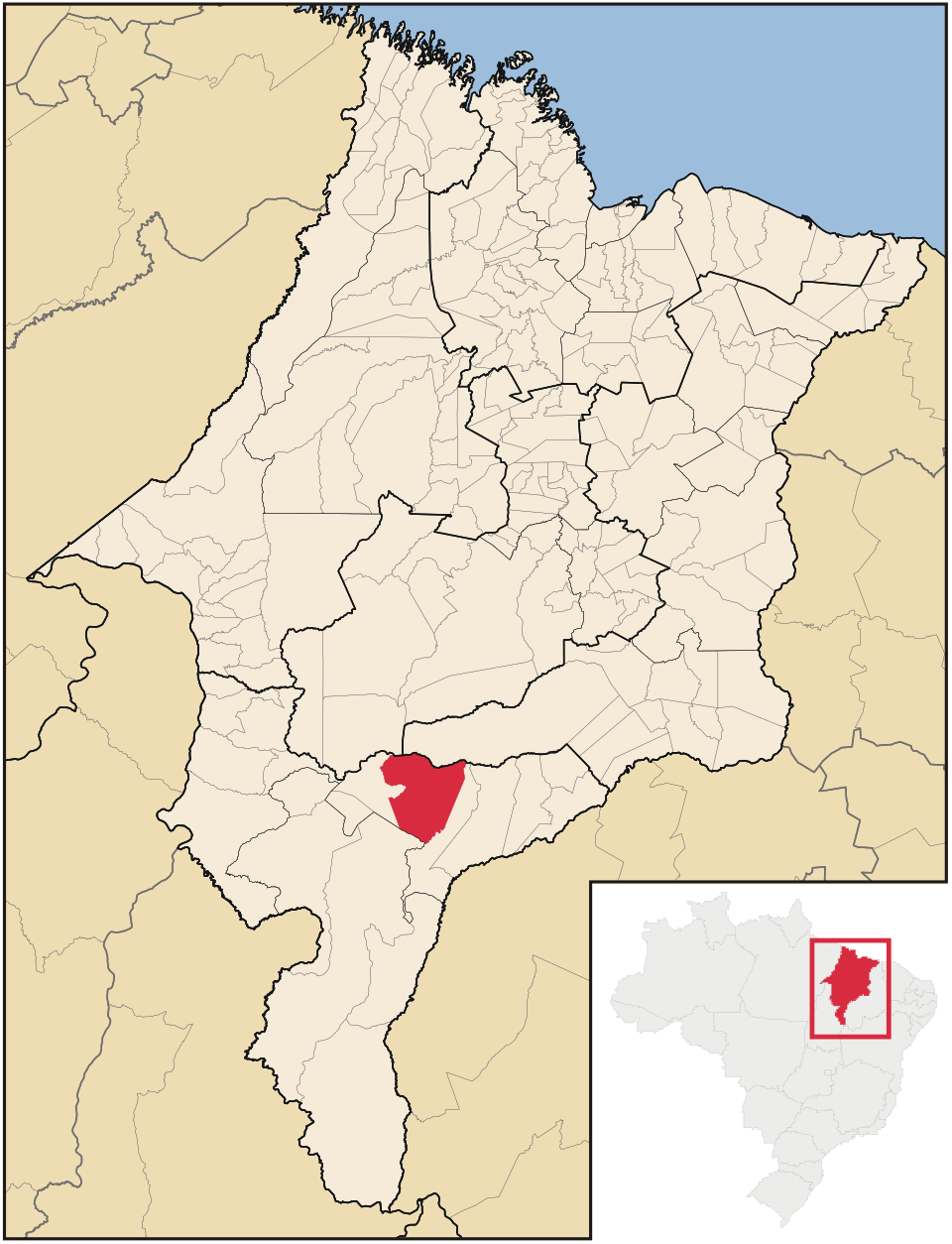 Mapa de localização de São Raimundo das Mangabeiras em MA