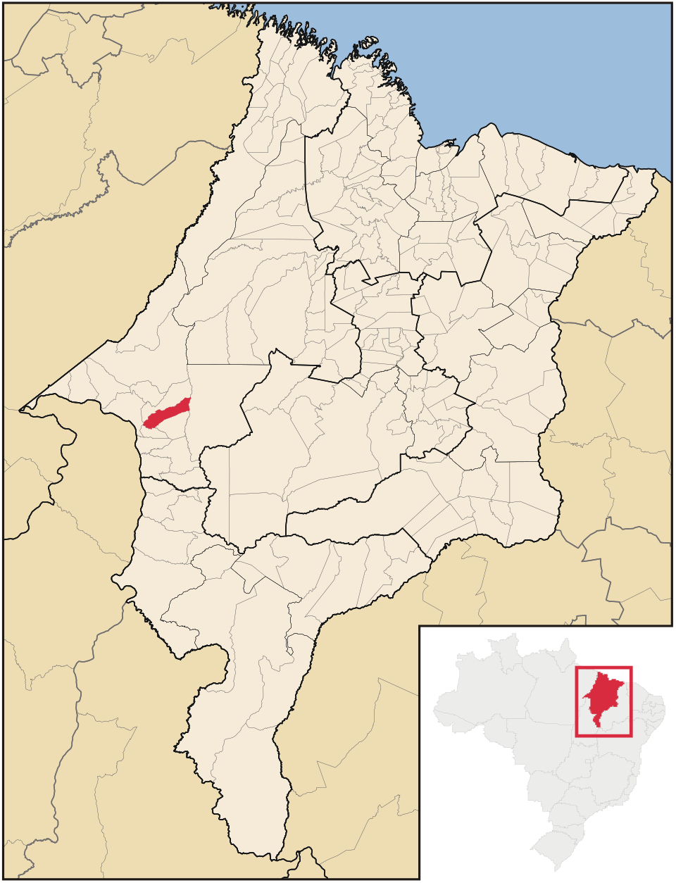 Mapa de localização de Senador La Rocque em MA