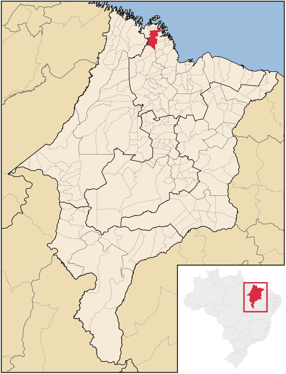 Mapa de localização de Serrano do Maranhão em MA