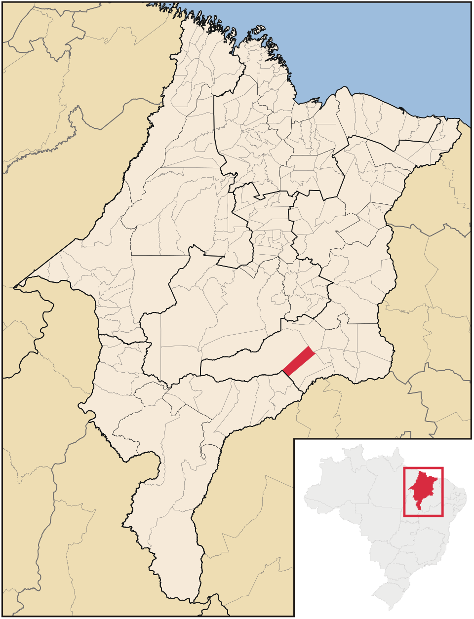 Mapa de localização de Sucupira do Norte em MA