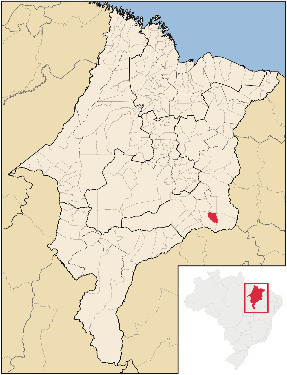 Mapa de localização de Sucupira do Riachão em MA