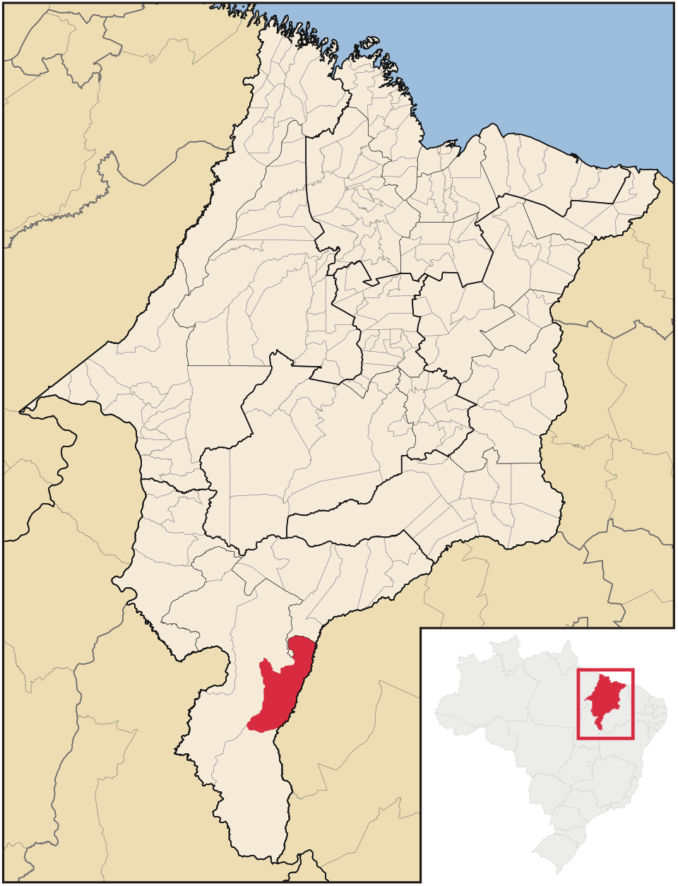 Mapa de localização de Tasso Fragoso em MA