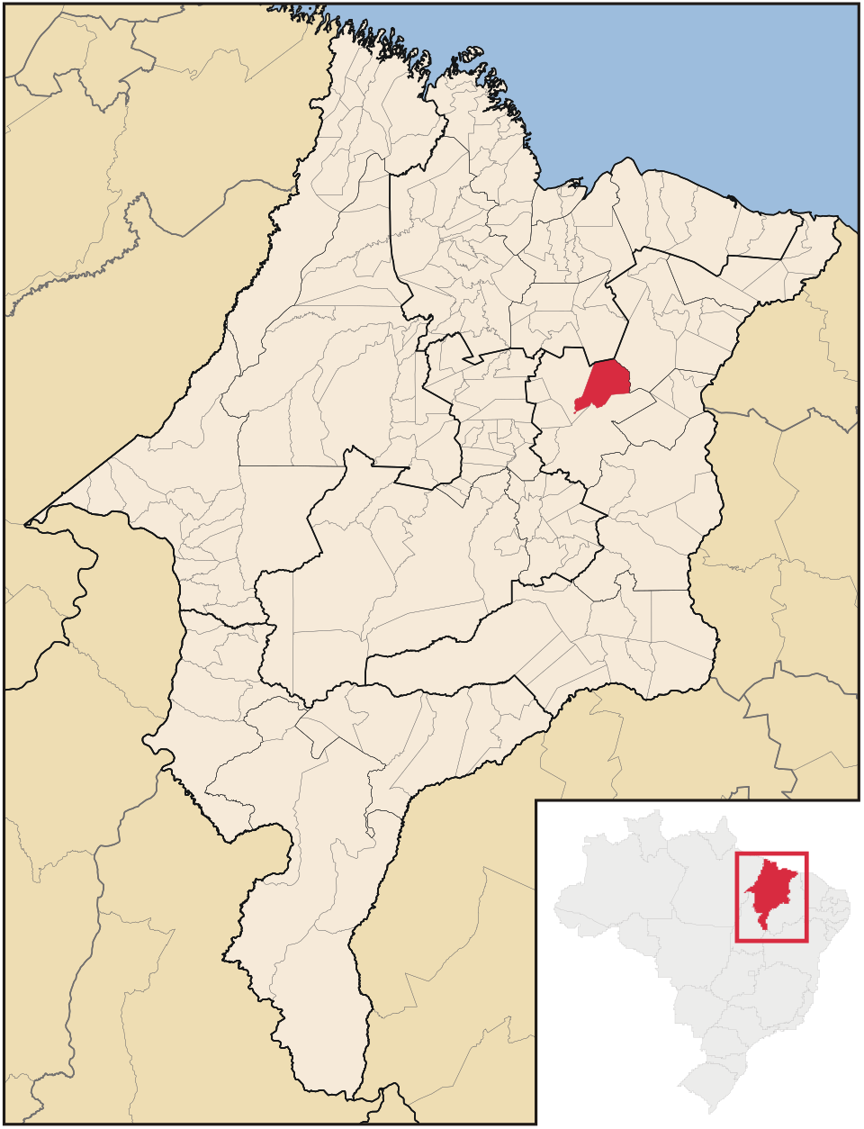 Mapa de localização de Timbiras em MA
