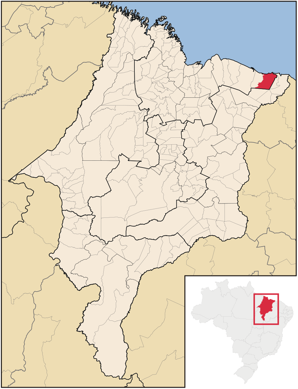 Mapa de localização de Tutóia em MA