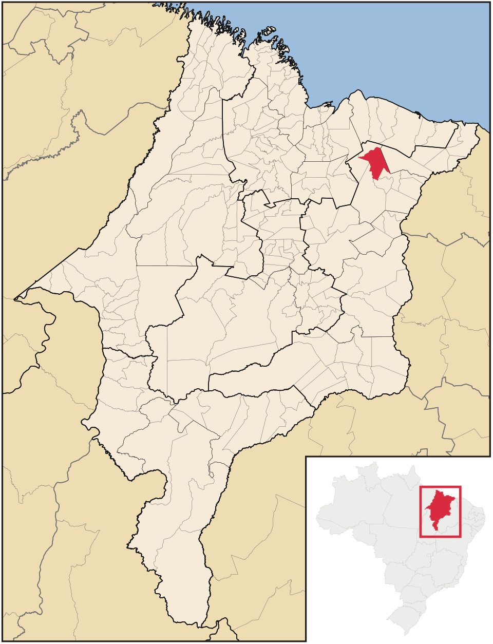 Mapa de localização de Urbano Santos em MA