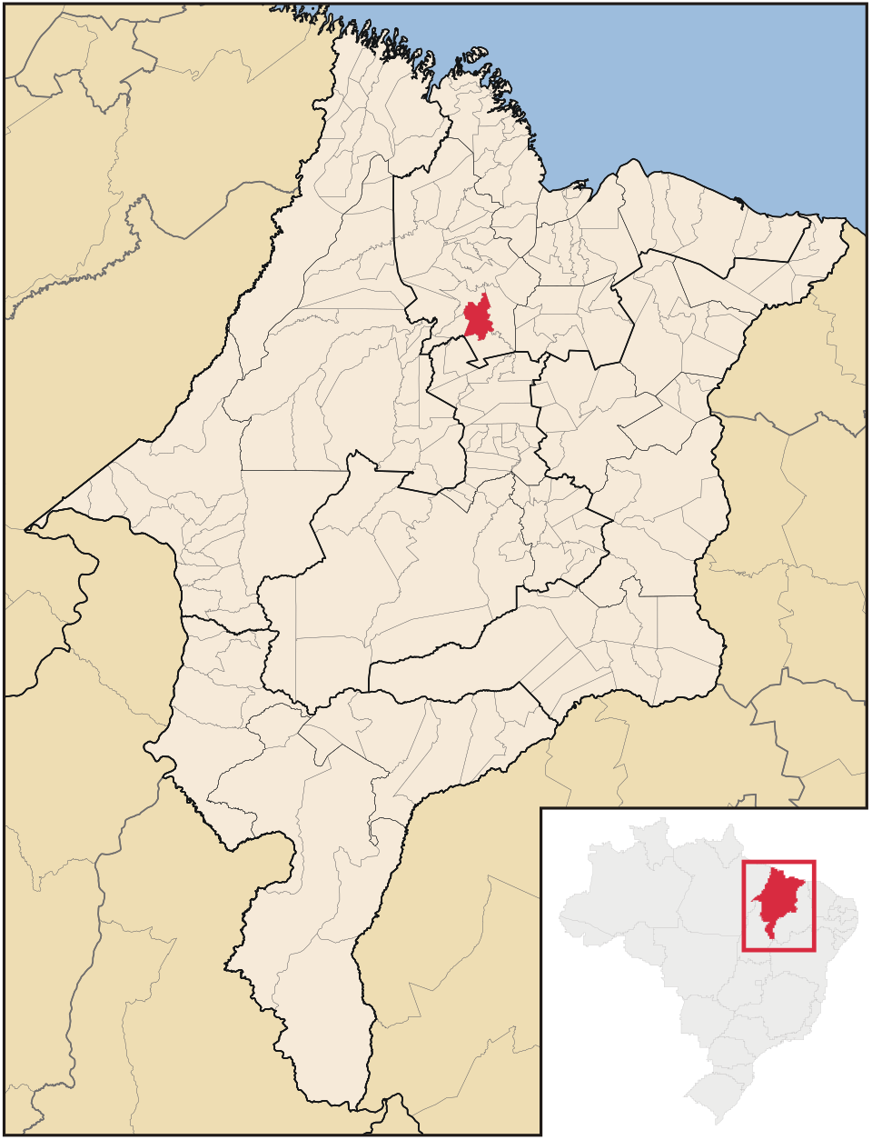 Mapa de localização de Vitória do Mearim em MA