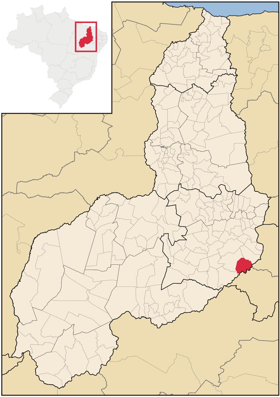 Mapa de localização de Acauã em PI