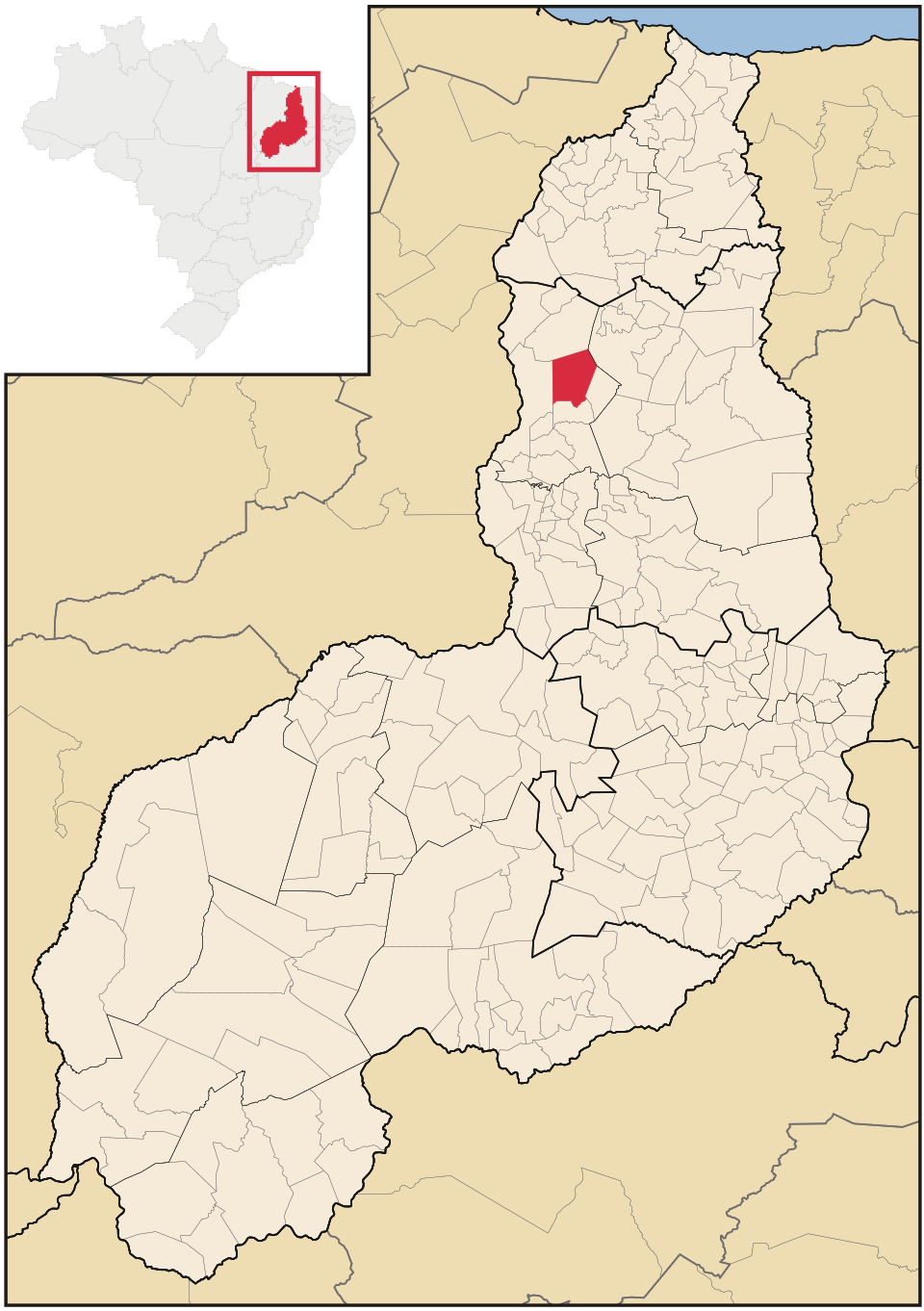 Mapa de localização de Altos em PI