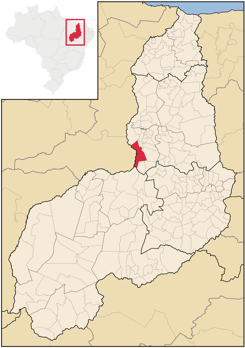 Mapa de localização de Amarante em PI