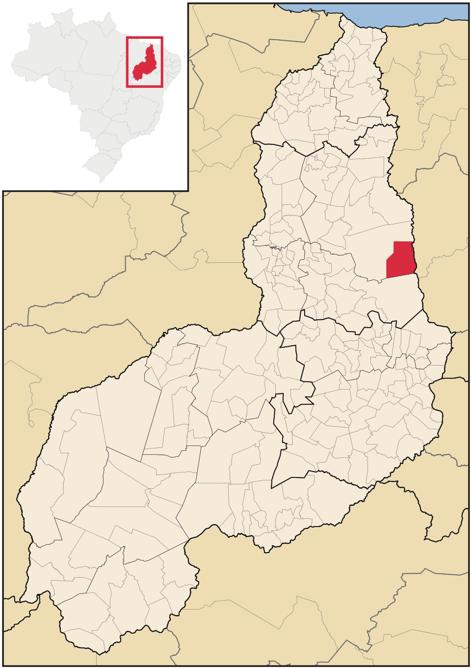 Mapa de localização de Assunção do Piauí em PI
