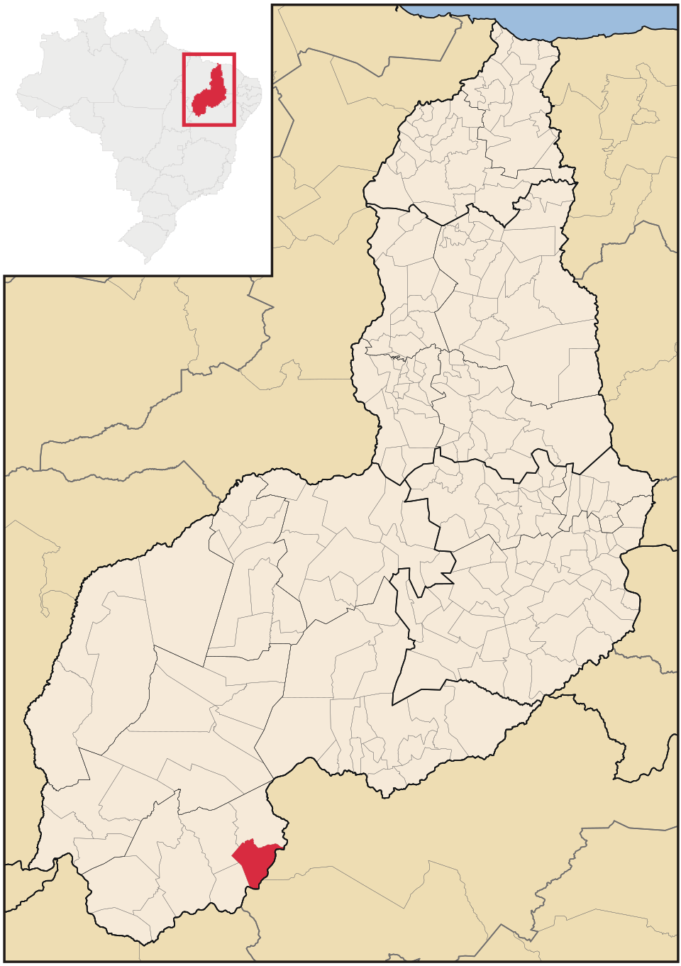 Mapa de localização de Avelino Lopes em PI