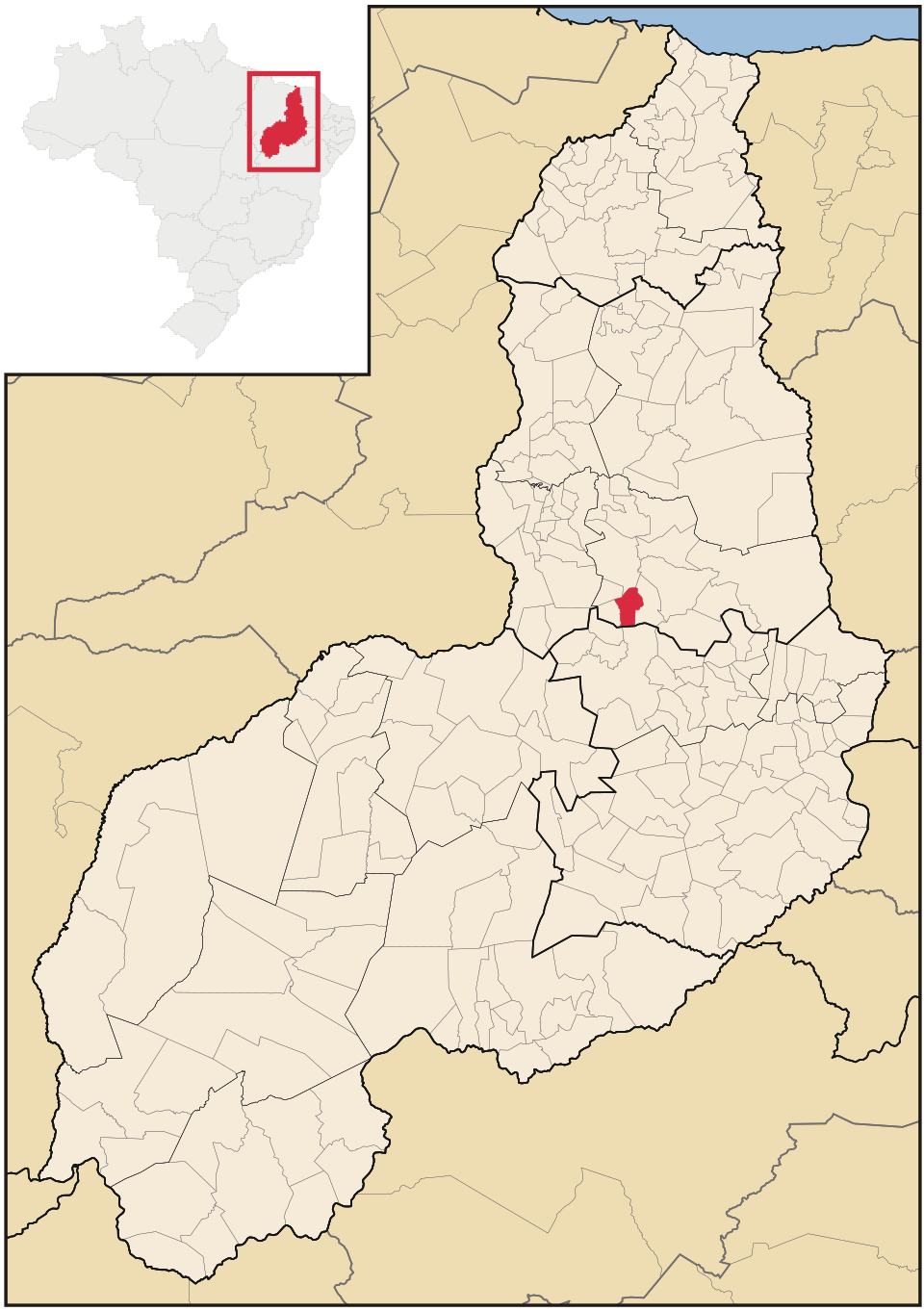Mapa de localização de Barra D'Alcântara em PI