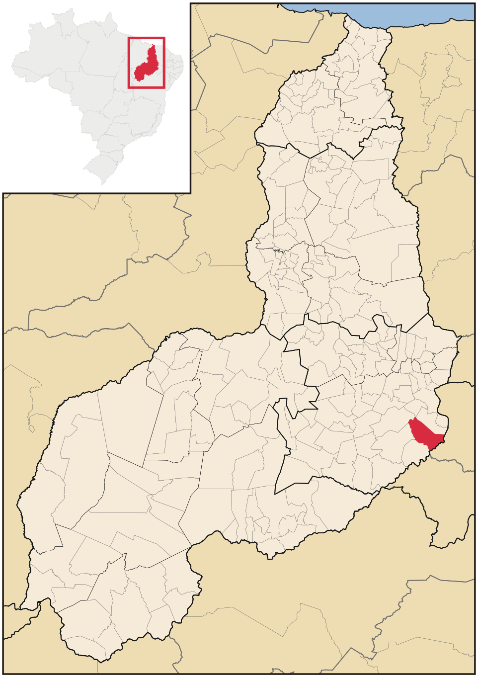 Mapa de localização de Betânia do Piauí em PI