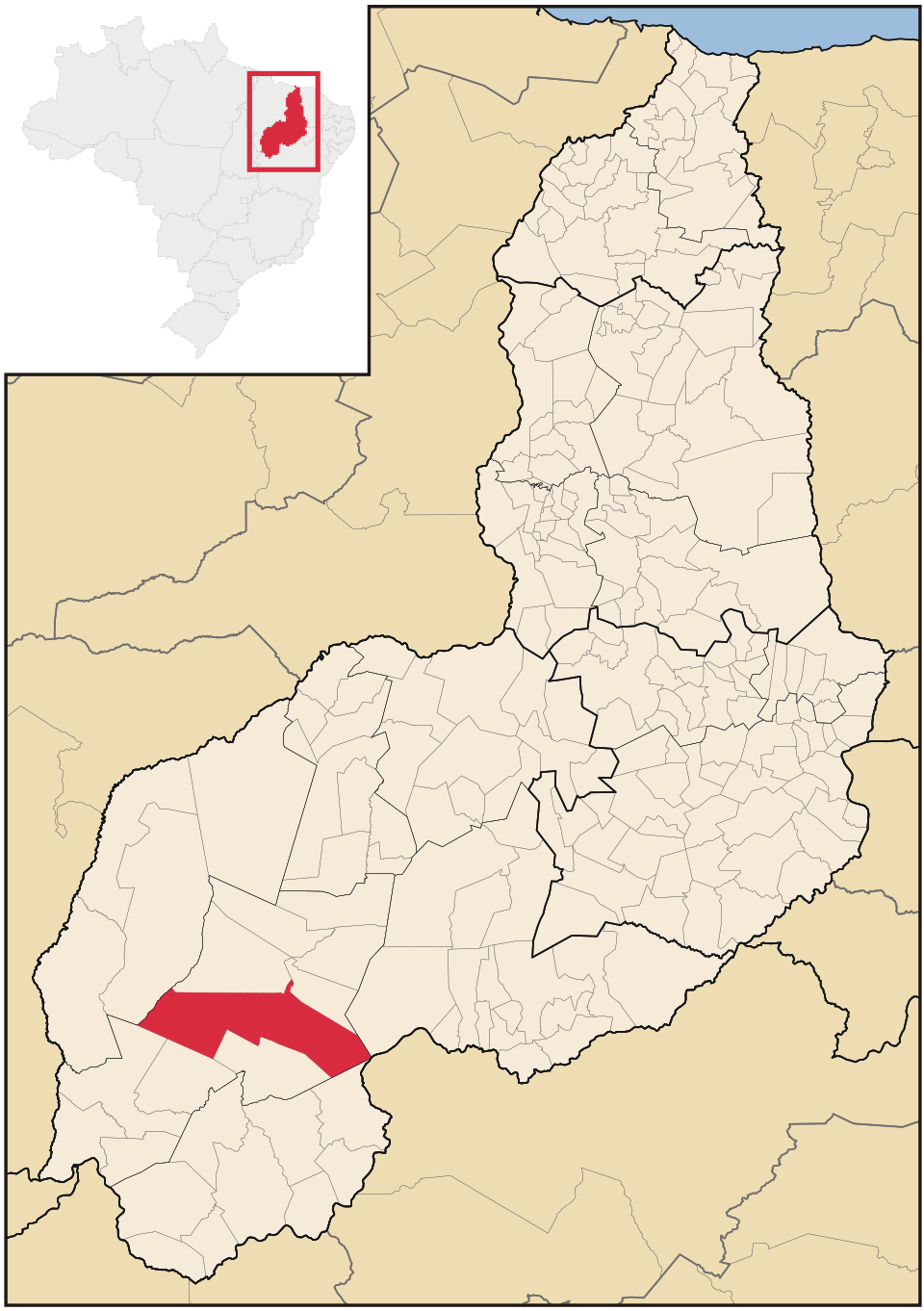 Mapa de localização de Bom Jesus em PI