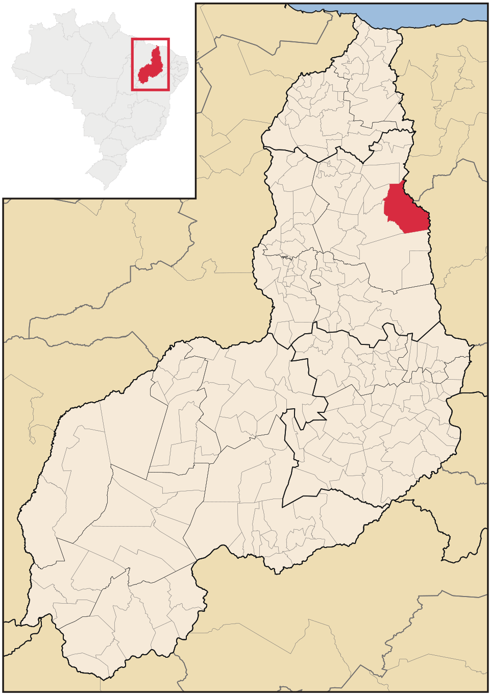 Mapa de localização de Buriti dos Montes em PI