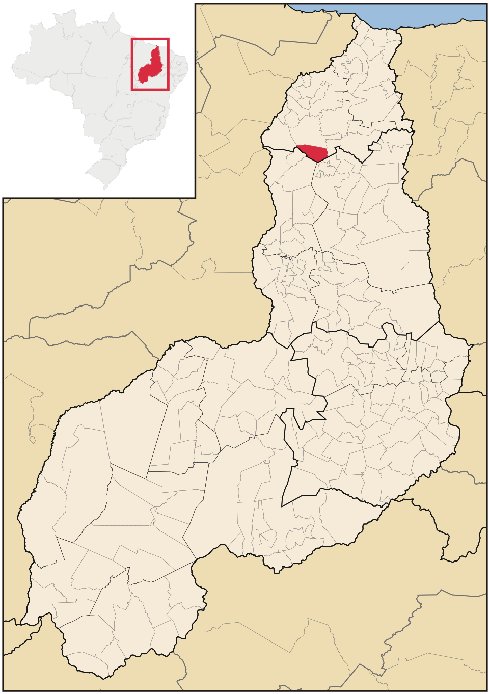 Mapa de localização de Cabeceiras do Piauí em PI