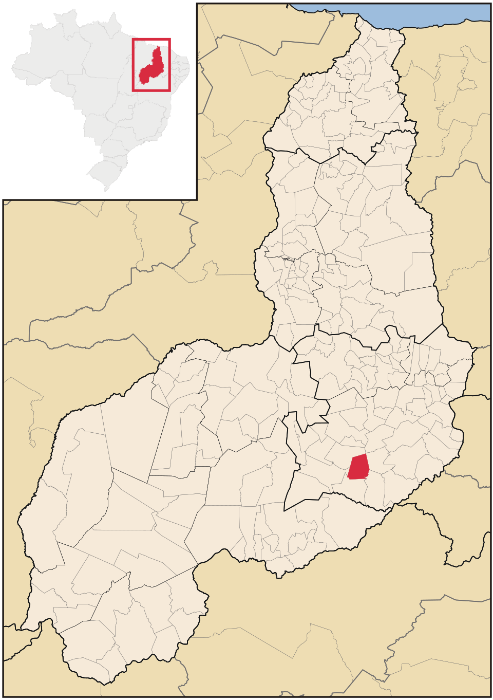 Mapa de localização de Campo Alegre do Fidalgo em PI