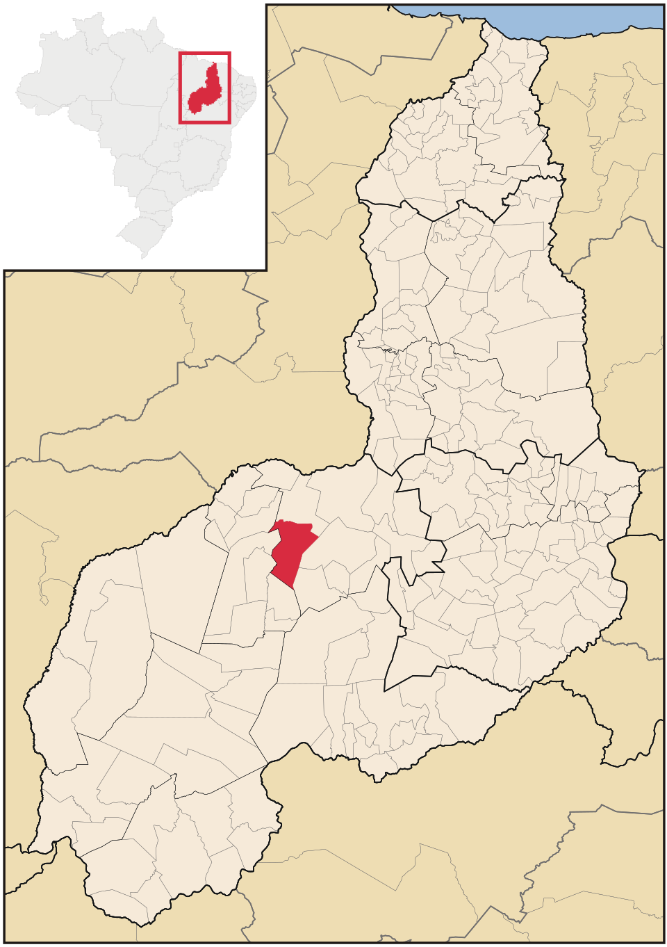 Mapa de localização de Canavieira em PI