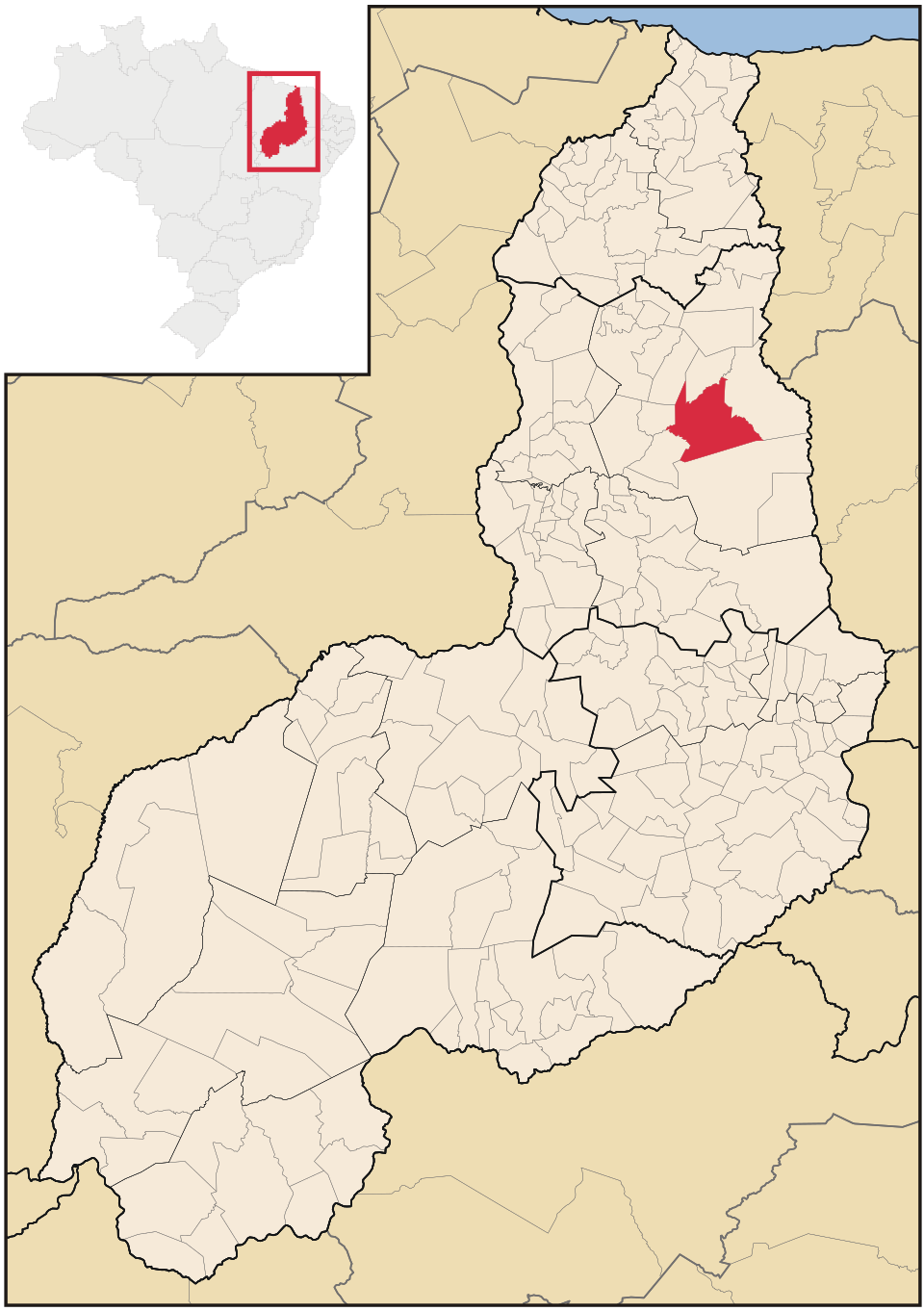 Mapa de localização de Castelo do Piauí em PI