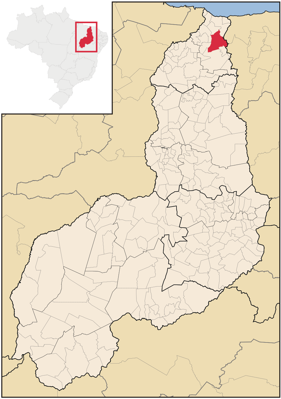 Mapa de localização de Cocal em PI