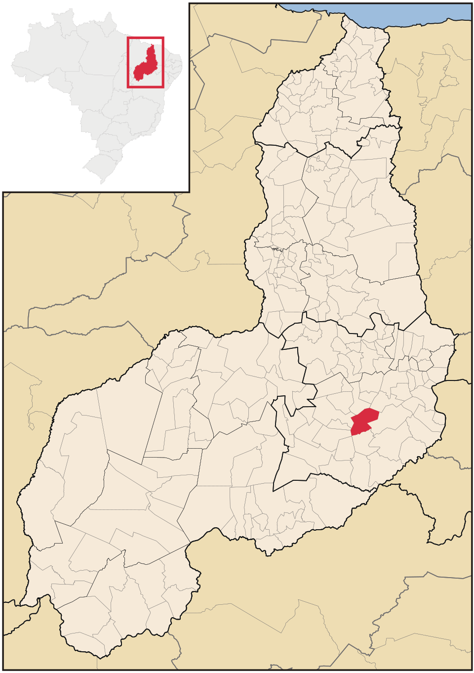 Mapa de localização de Conceição do Canindé em PI