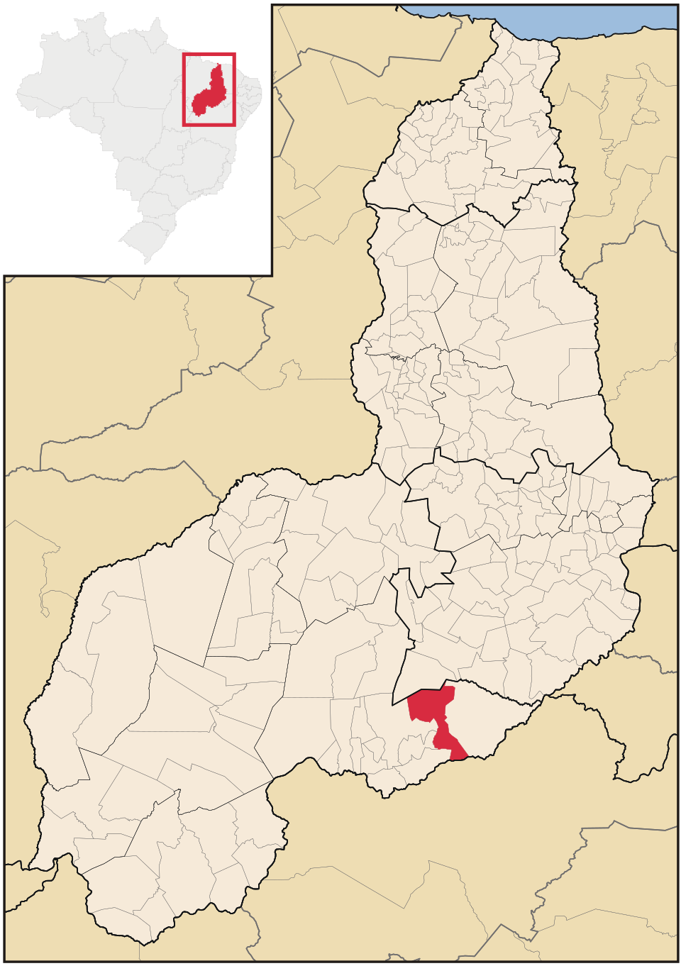 Mapa de localização de Coronel José Dias em PI