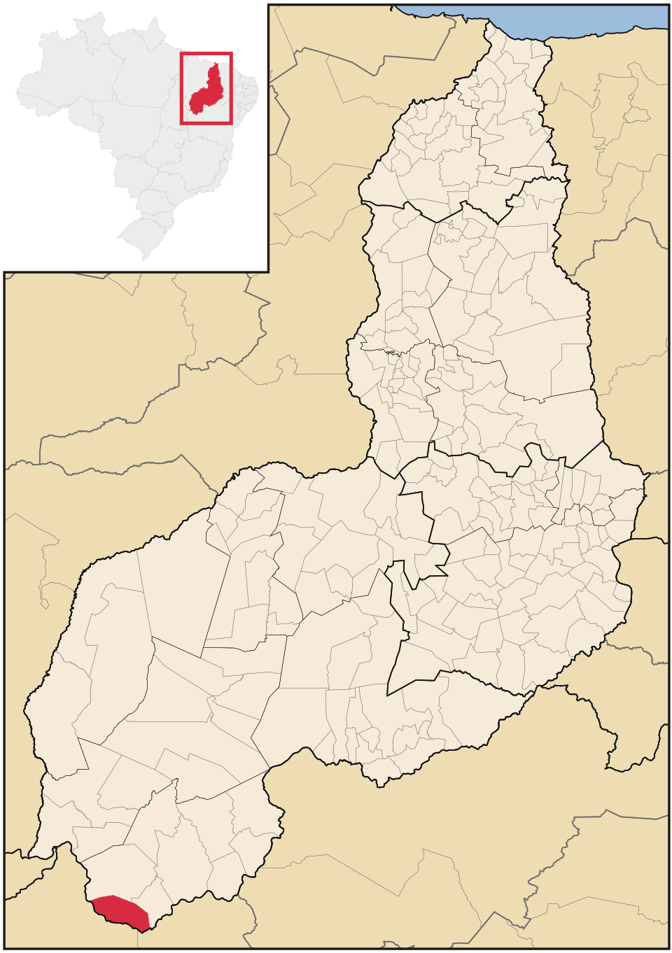 Mapa de localização de Cristalândia do Piauí em PI