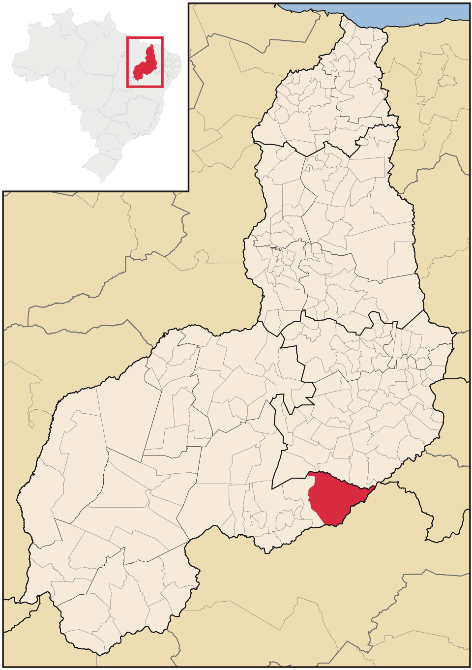 Mapa de localização de Dom Inocêncio em PI