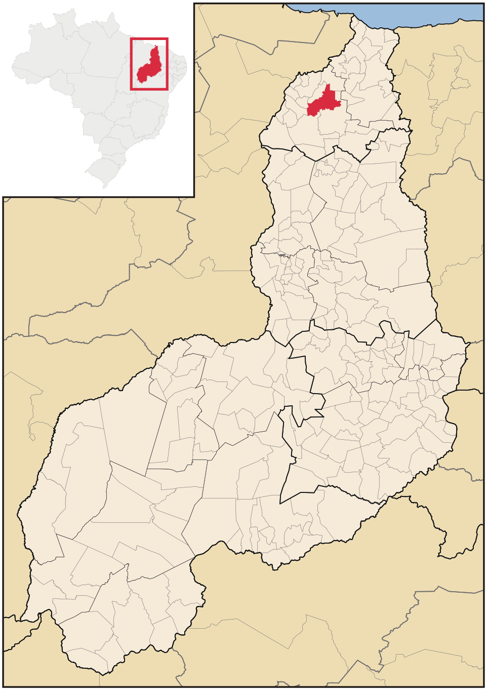 Mapa de localização de Esperantina em PI