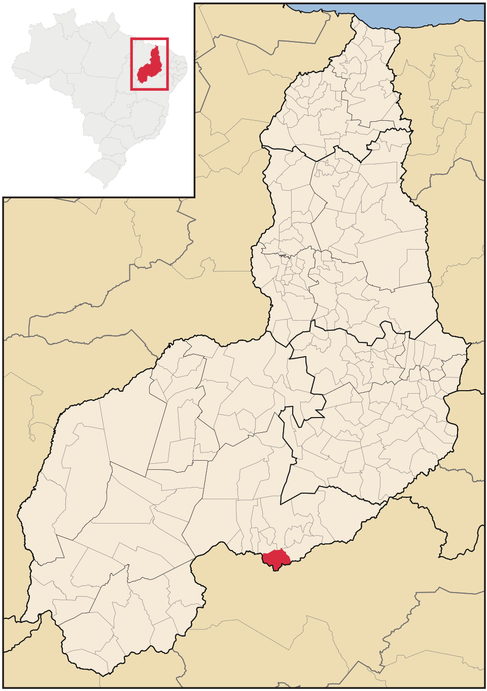 Mapa de localização de Fartura do Piauí em PI