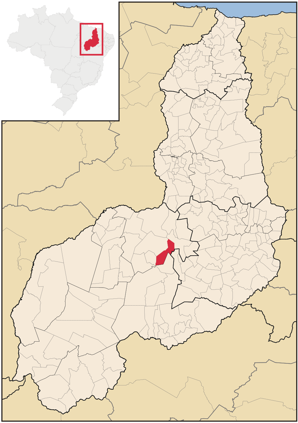 Mapa de localização de Flores do Piauí em PI