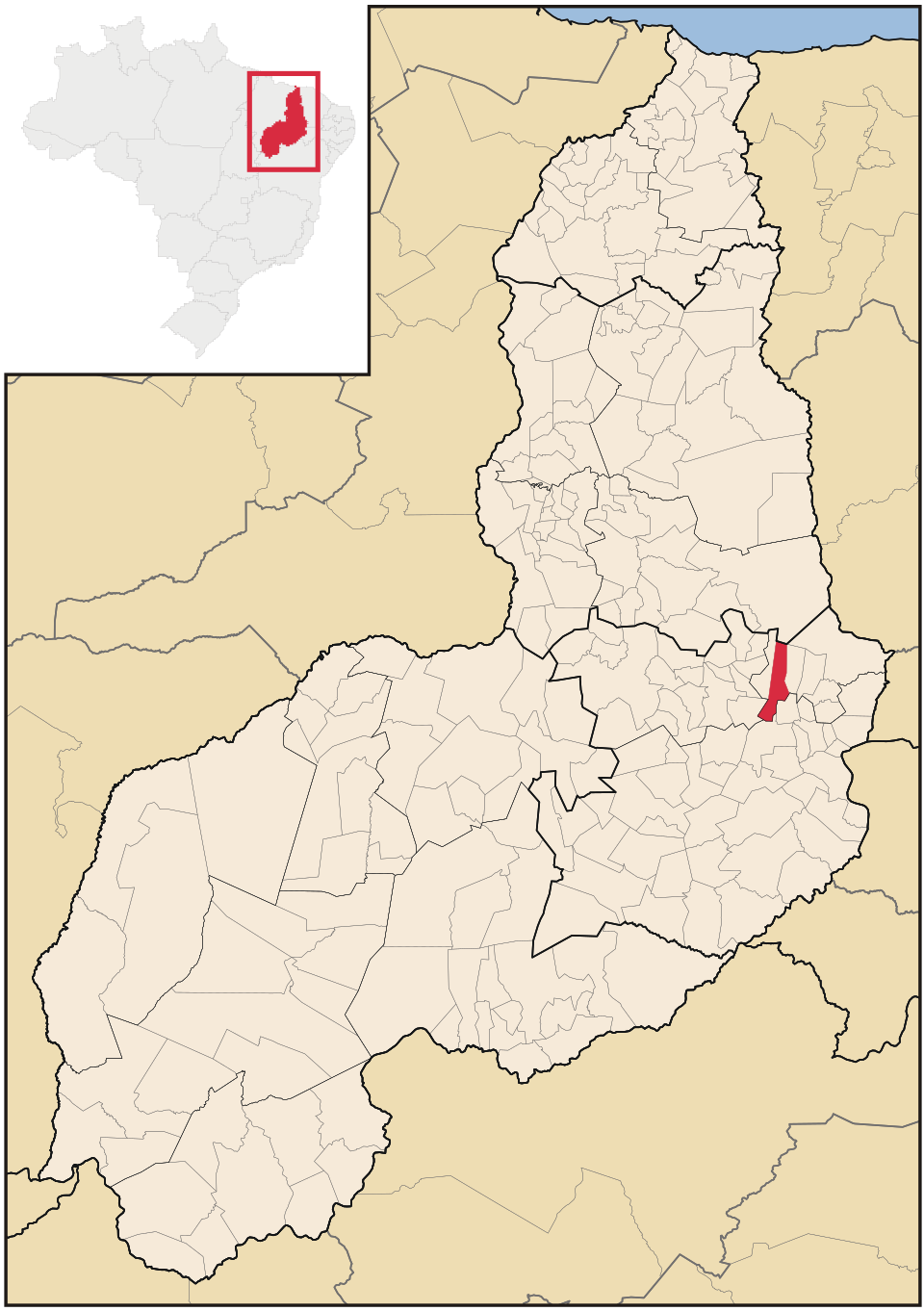 Mapa de localização de Francisco Santos em PI