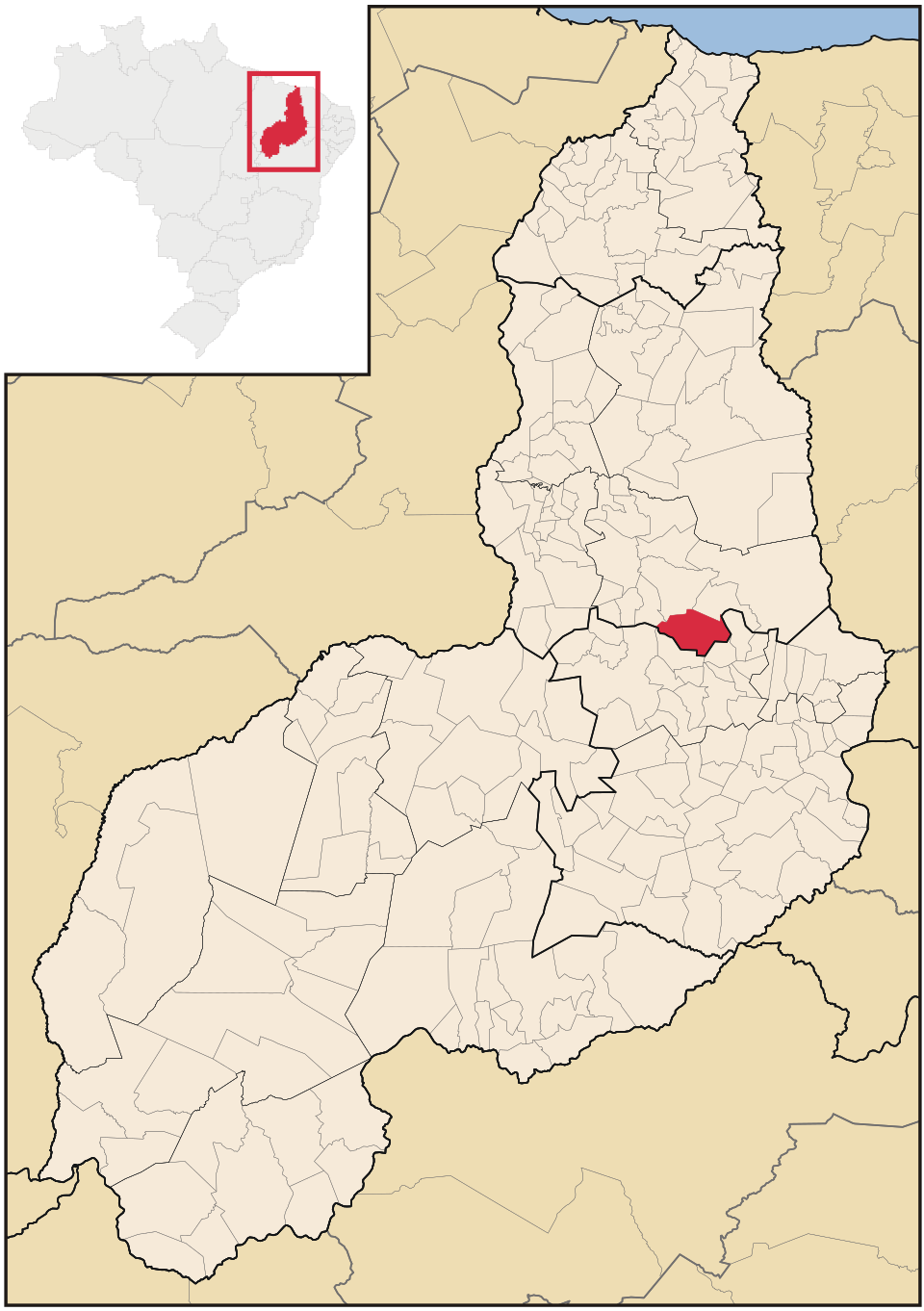 Mapa de localização de Inhuma em PI